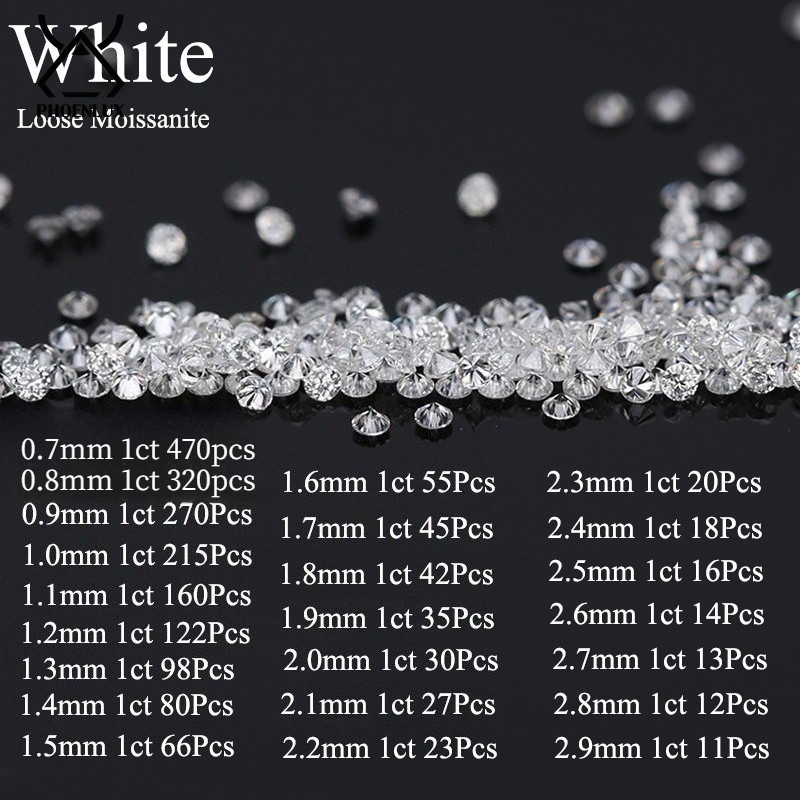 5CT Loose Moissanite Round Gem 0.7mm-3mm Melee Stone D White VVS For Jewelry DIY
