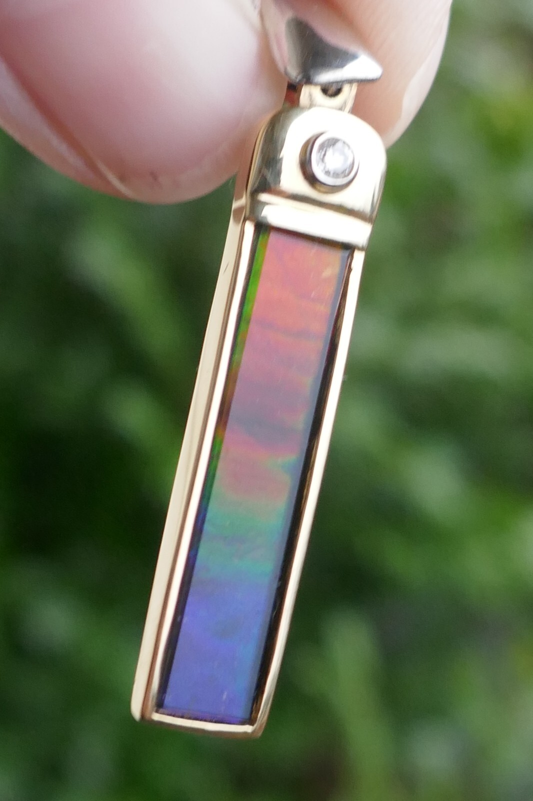 Designer Korite 18kt Yellow/White Gold Ammolite & Diamond Pendant / Enhancer