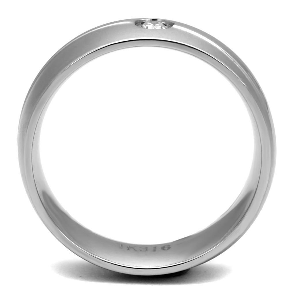 TK2931 – High polished (no plating) Stainless Steel Ring with AAA Grade CZ in