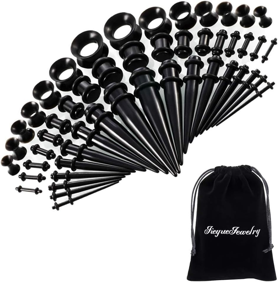 Versatile 50-Piece Ear Gauges Expander Set: Tapers, Silicone & Plugs Included