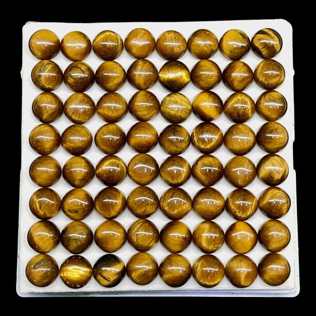 42 Pcs Natural Tiger Eye 10mm Round Cabochon Wholesale Loose Gemstones Lot