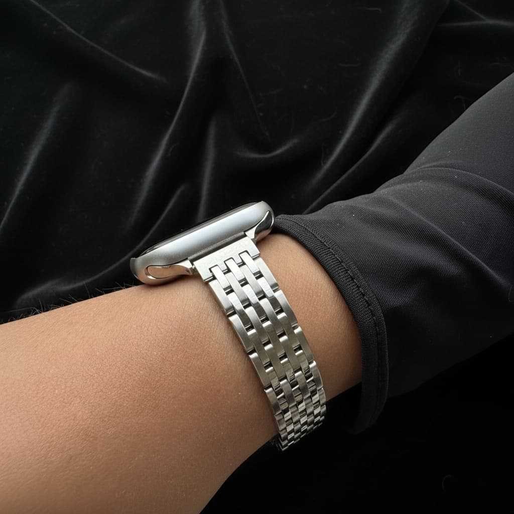 Women Thin 7 Link 316 Stainless Steel Watch Strap Compatible for Apple Watch