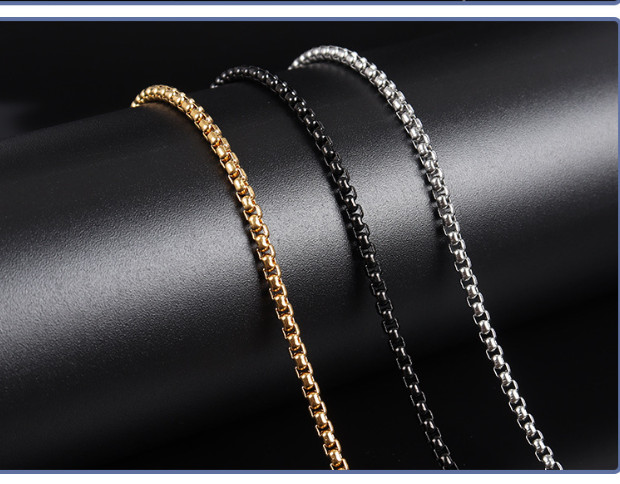 USA Stock 1.5mm 24″ Stainless Steel Square Rolo Link Chain Box Chain Necklace