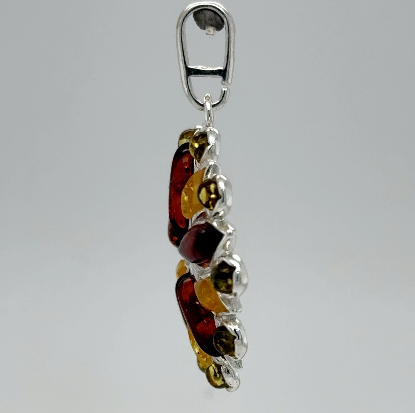 Natural Multi-Color BALTIC AMBER Round Star Pendant 925 STERLING SILVER #1408
