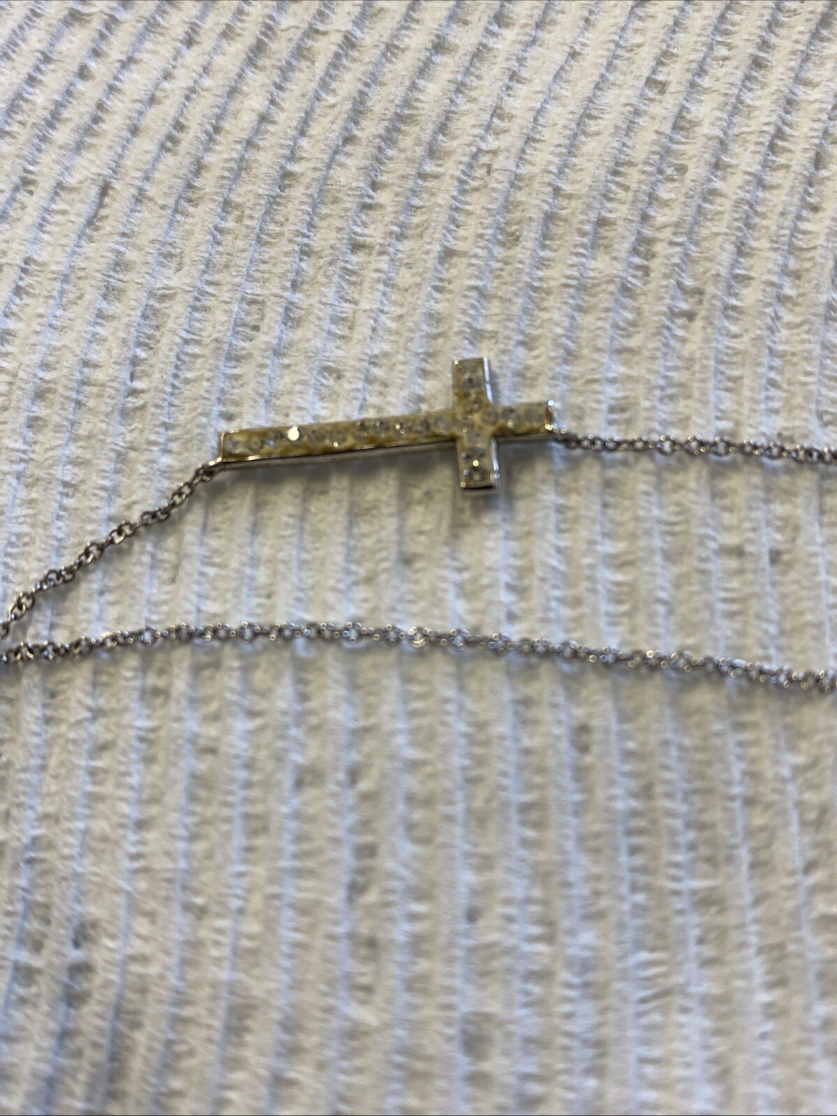 Sterling Silver 925 Sideways Curved Cross Pendant Necklace Womens 30mm(1.18″)