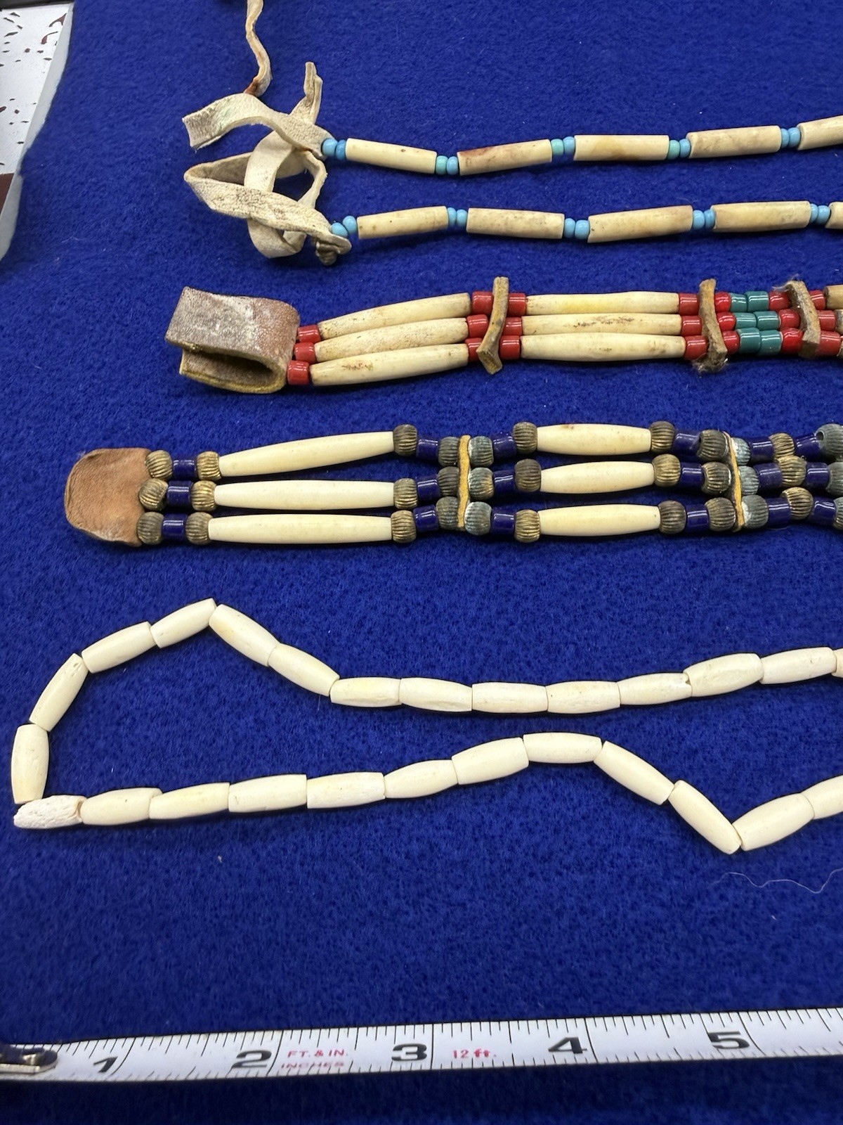 Handmade Native American Hair Pipe Choker Abalone Shell Beaded Necklace Set 4 +