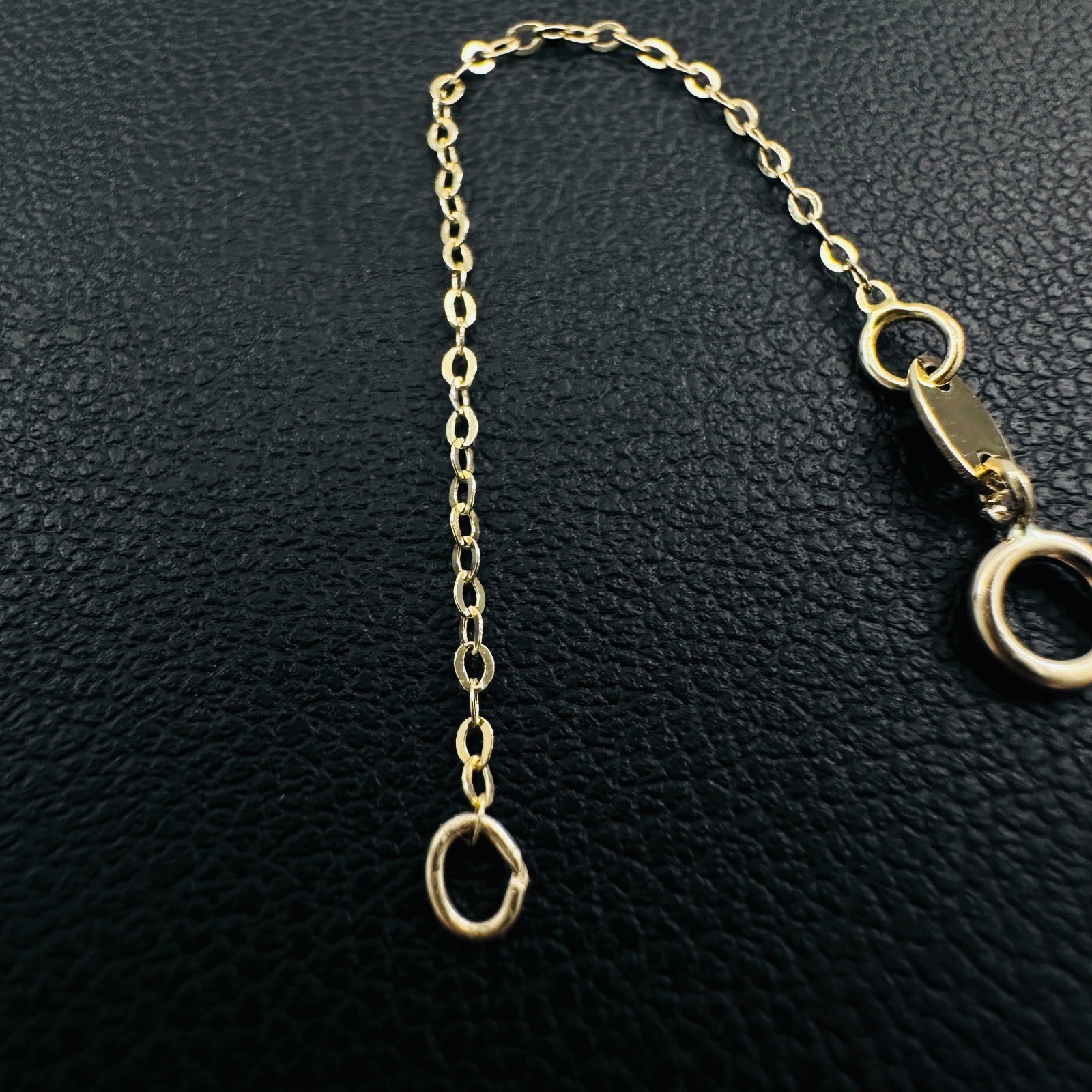 14K Solid Yellow Gold Thin Cable Link Safety Chain Extension Extender .9mm, 2.4″
