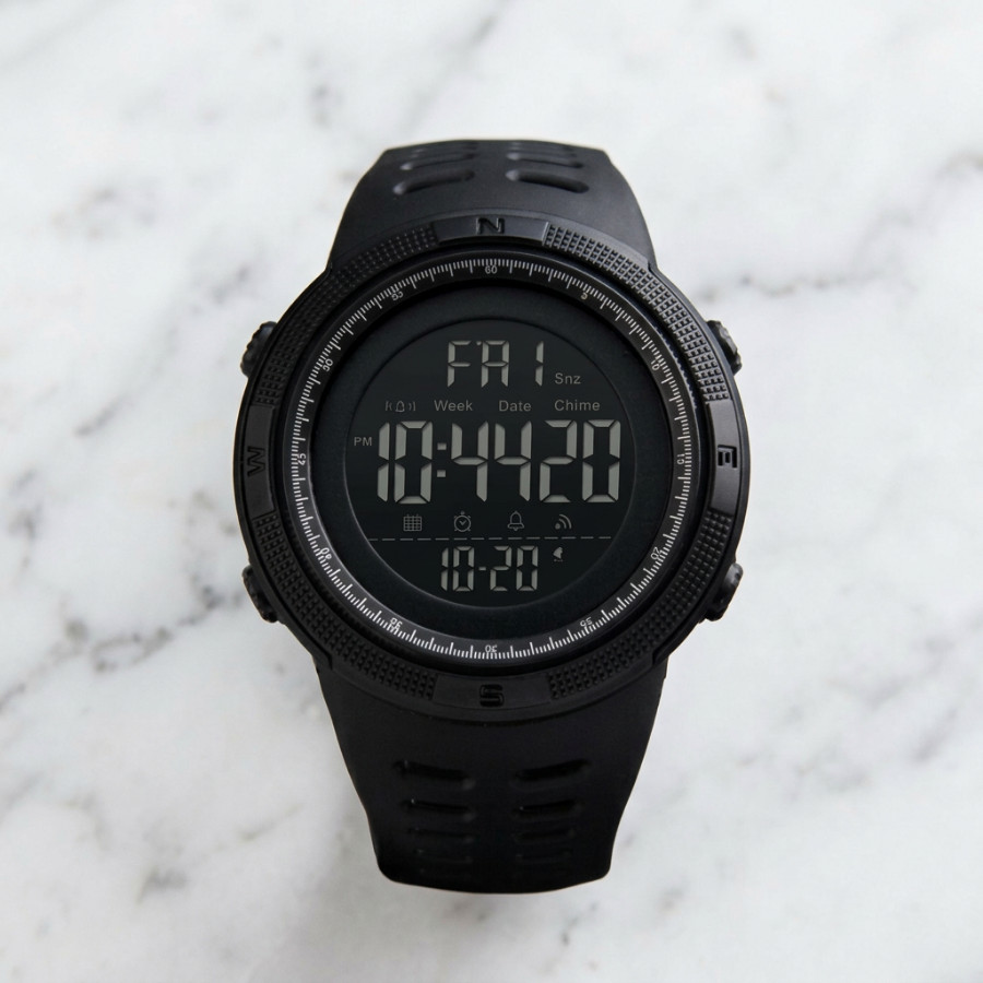 Men’s Digital Watch Army Military Sport Digital Black Silicone Strap Wristwatch