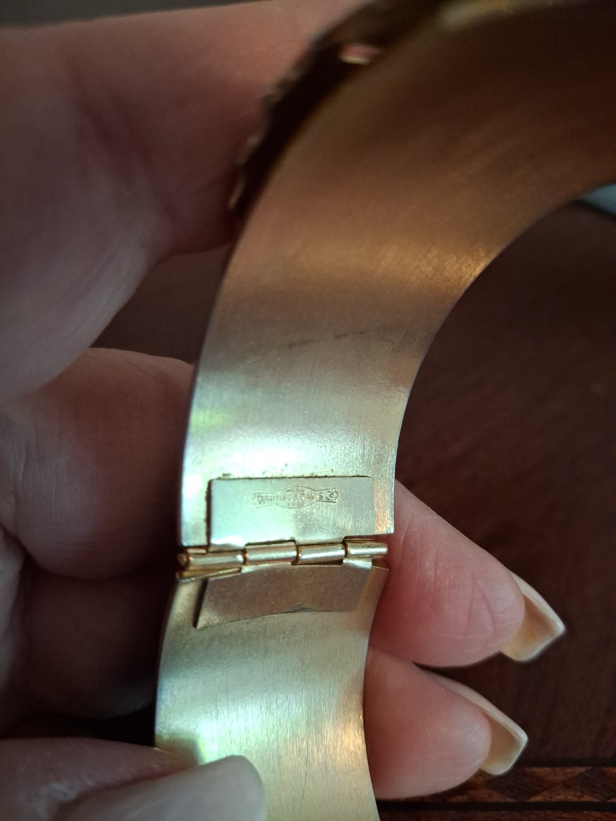 Vintage Rare Whiting & Davis Bracelet Gold Leaf Design With Safety Chain Size 7
