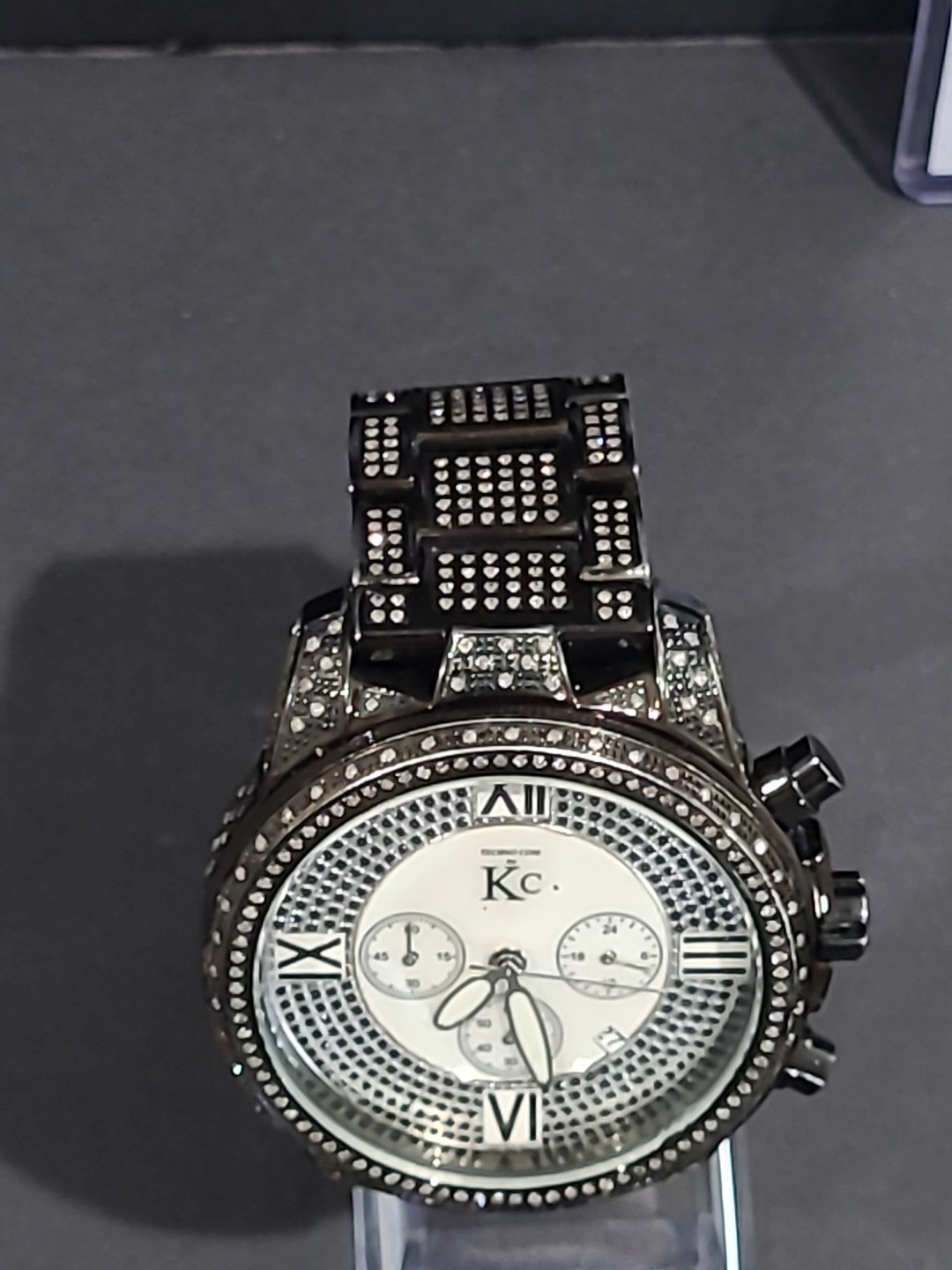 Techno Com by KC Diamond Chronograph series. 47mm iced-out pave checkerboard