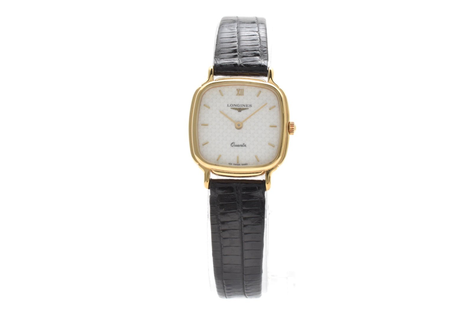 Vintage [N MINT] LONGINES 153 6880 Gold White Dial 22mm Qz Ladies Watch JAPAN