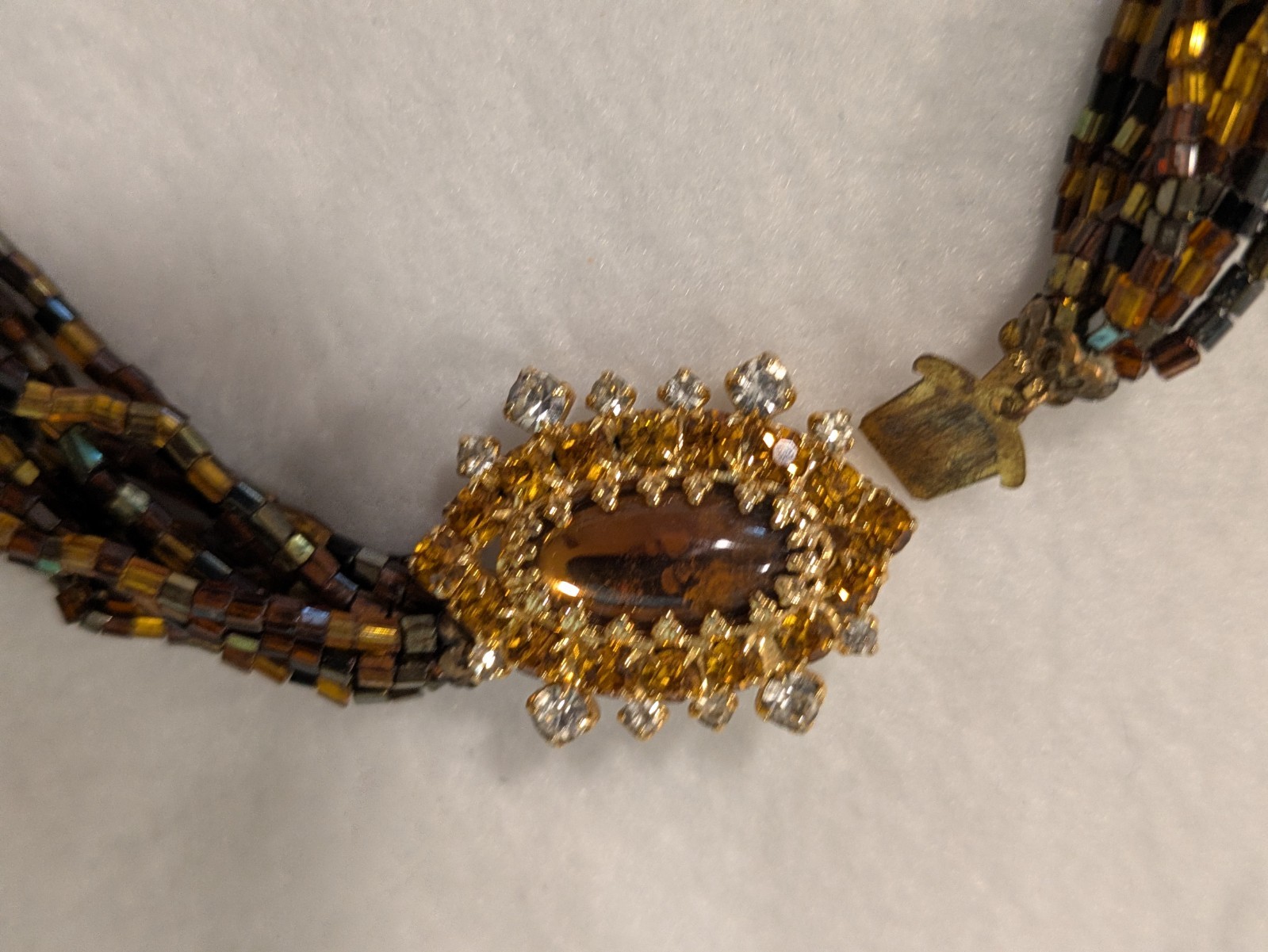 VINTAGE KAY CREATION PRECIOUS MULTI STRAND TWIST NECKLACE & PIERCED EARRINGS SET