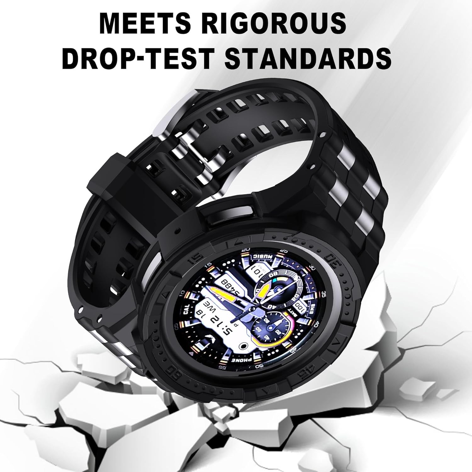 Galaxy Watch 5 Pro 45mm Case with Band for Samsung – T-ENGINE Black Edition