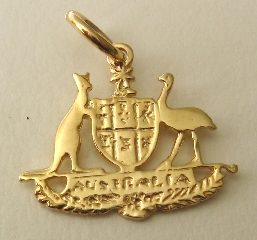 SOLID 9K 9ct YELLOW GOLD AUSTRALIAN COAT OF ARMS Charm/Pendant RRP $285