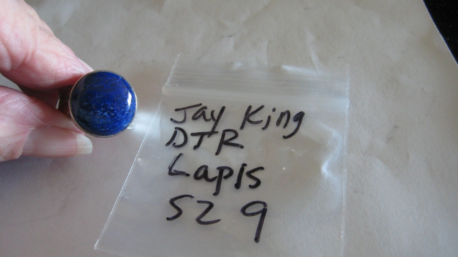 NICE JAY KING/DTR STERLING SILVER RING, SZ 9, LAPIS