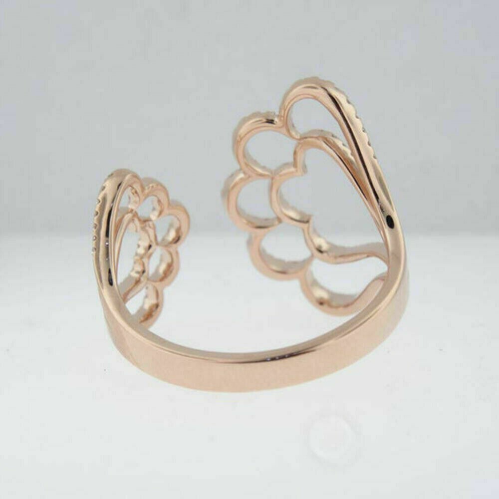 3Ct Round Natural Moissanite Adjustable Women’s Ring 14K Rose Gold Plated Silver