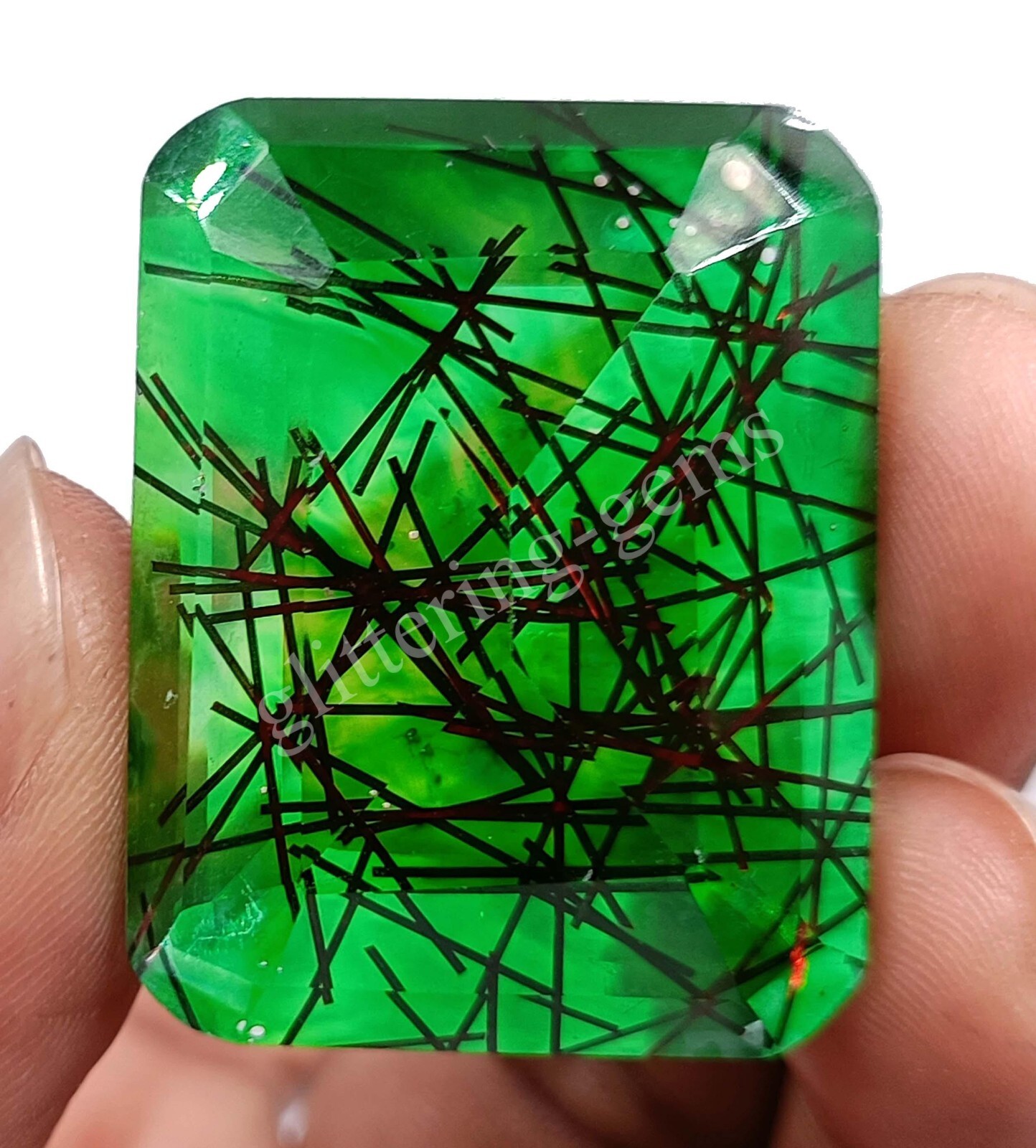 87.70 Ct Emerald BI Color Quartz Ametrine Doublet IGL Transparent Loose Gems M25