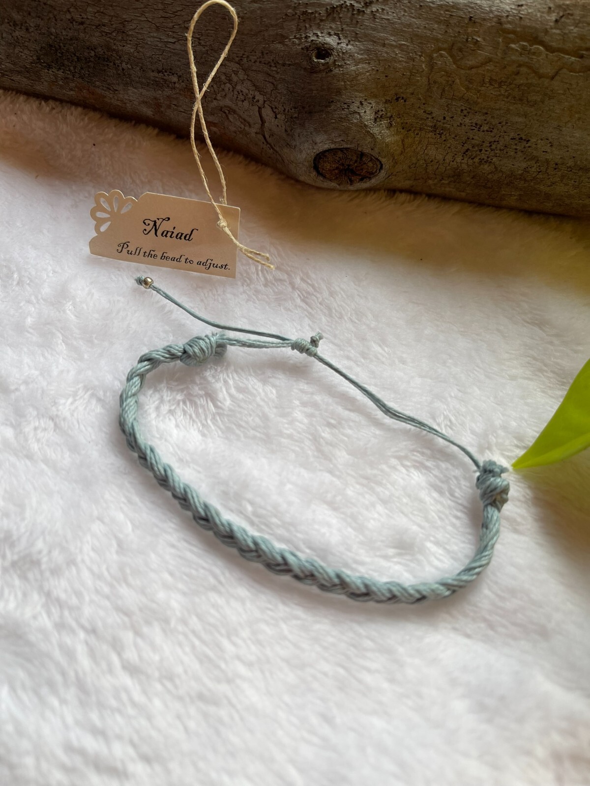 Braided Adjustable Bracelet LIGHT BLUE 100% Cotton String Hand Waxed