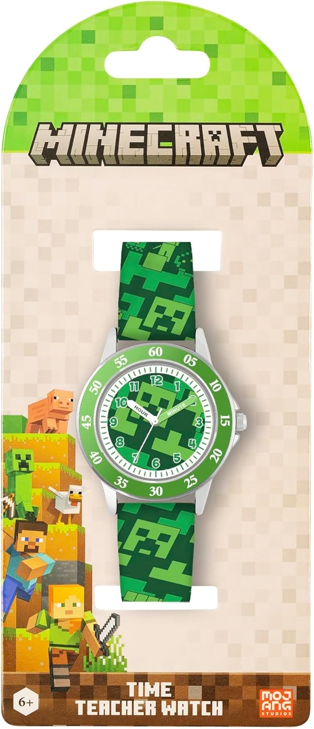 Minecraft Creeper Green Printed Strap Quartz Watch MIN9033