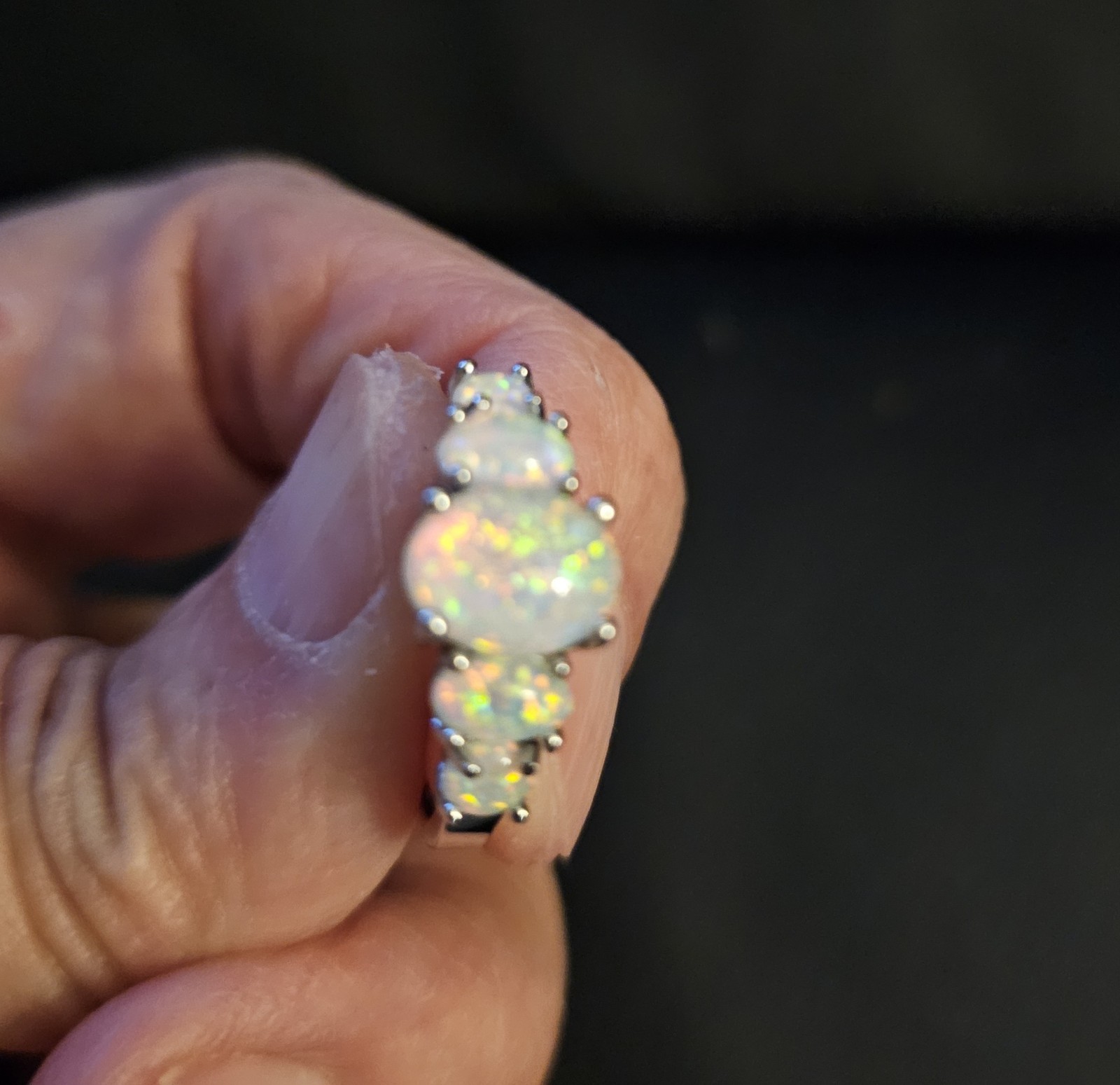 Elegant design Fire Opal Rings In Silver Ring Size 8