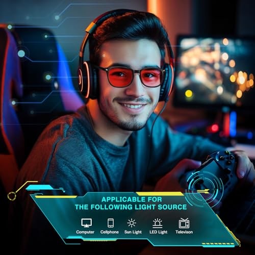 Red Lens Glasses Blue Light Glasses Men Women – 99.9% Blue Green 1 (10) Red