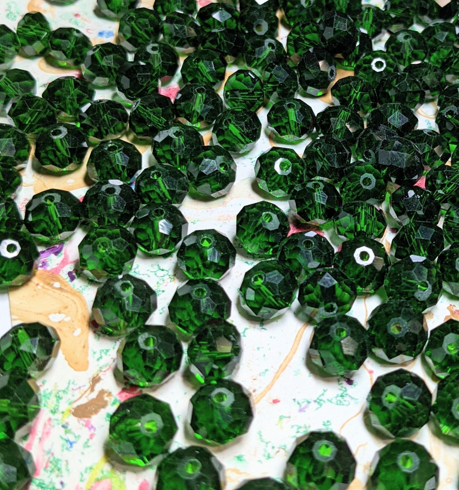 Green Crystal Beads 8mm Beads for Jewelry Making Bulk 180 pcs Emerald Roundelle