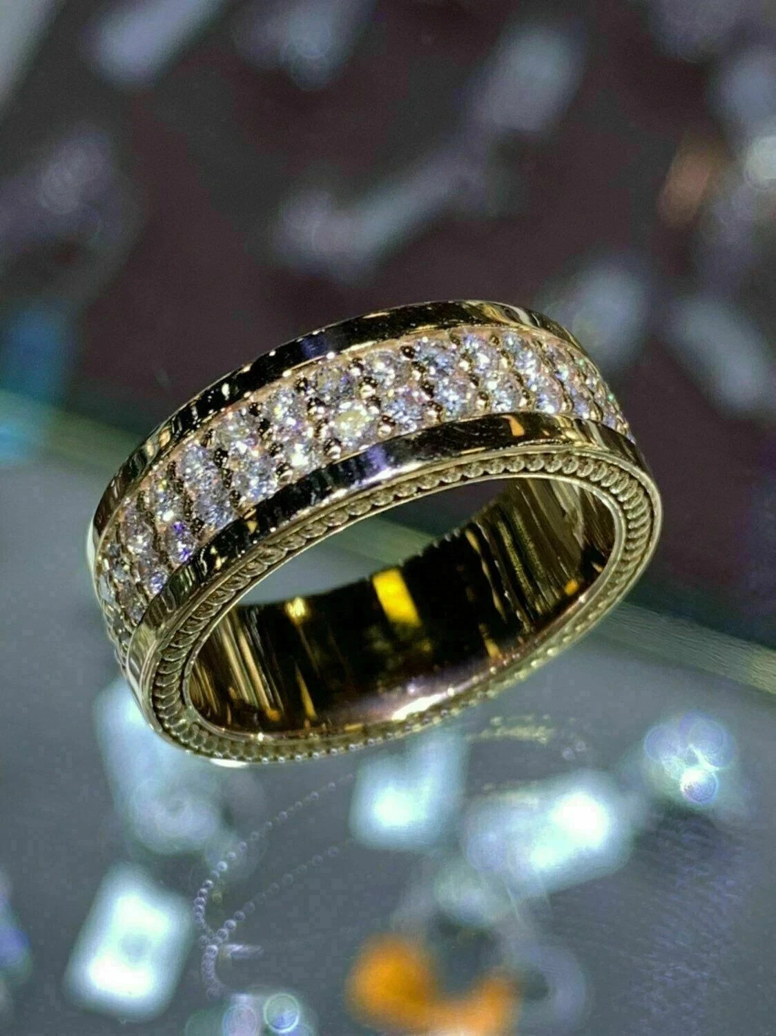 2.5Ct VVS1 Round Cut Lab Created Diamond Men’s Wedding Gift 14K Gold Finish Ring