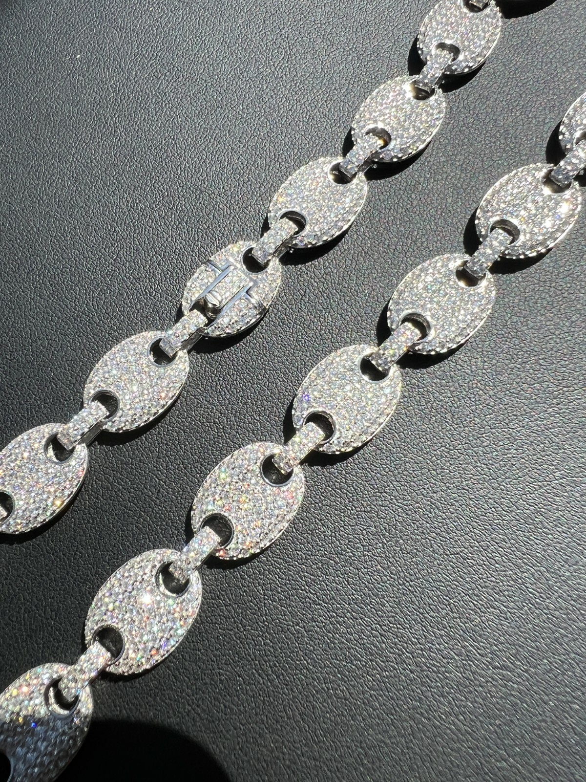 ICED Moissanite Puff Gucci Link Chain 12mm Hip Hop 925 Silver Passes Tester