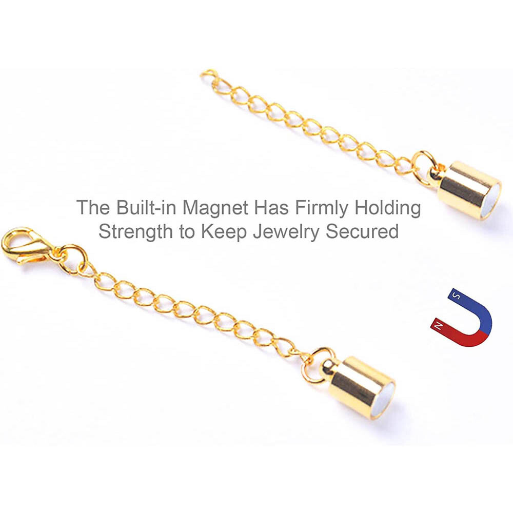 8Pcs 2Colors Magnetic Necklace Extenders Necklace Clasps w/ Extender Chains Gift
