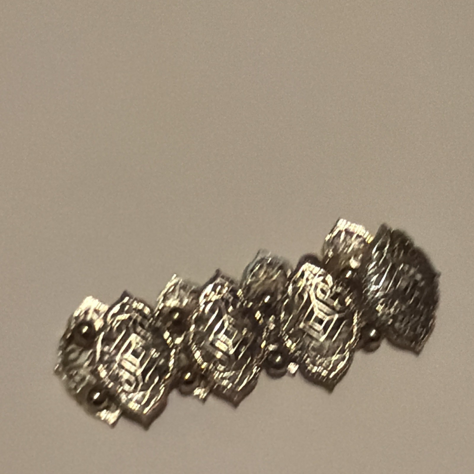Silver Tone Metal Panel Link Chain Bracelet with Clasp Jewelry No Stone