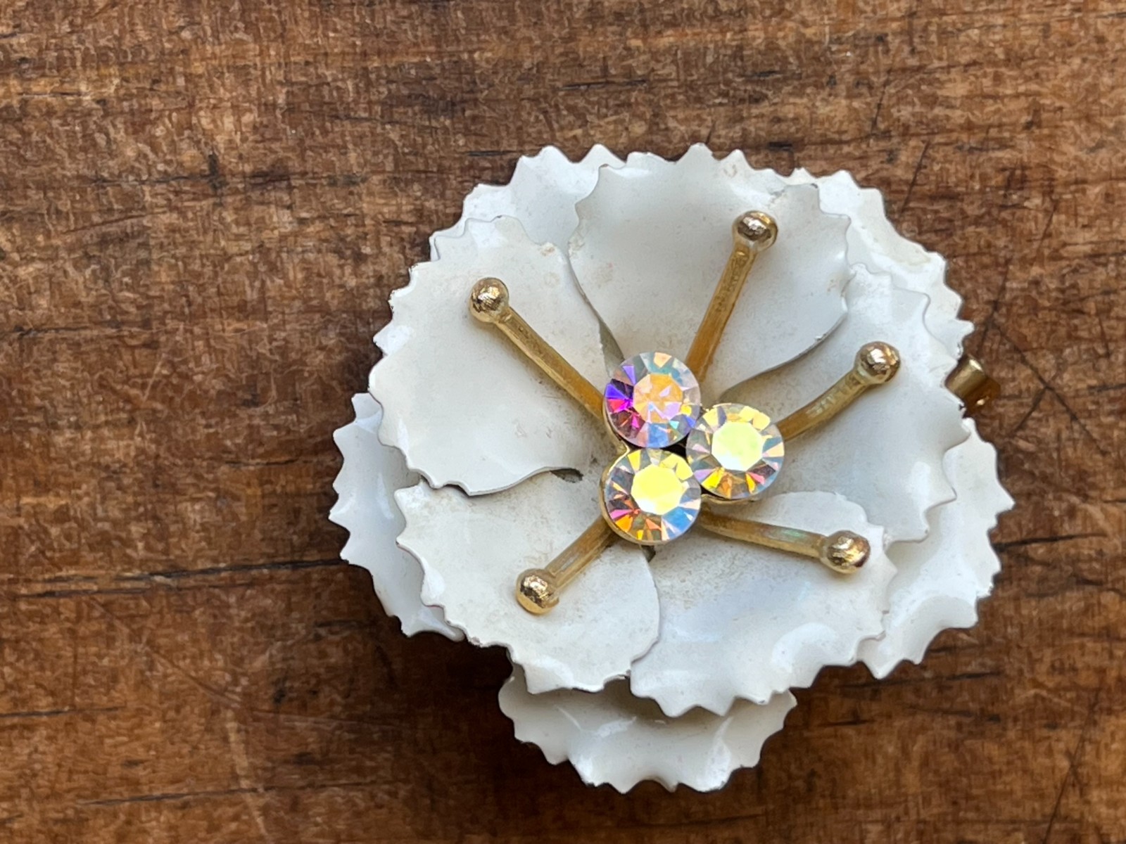 Vintage Flower Brooch Lot #2, 10 Pieces, Enamel, Metal, Rhinestone, Ceramic