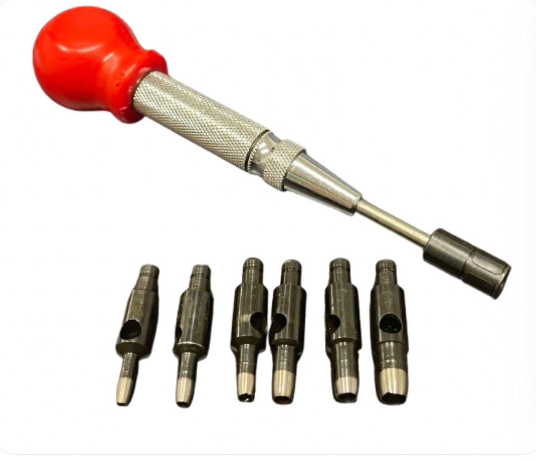 Adjustable Leather Hole Boring Punch Automatic Screw Hole Punch Tool 6 Size Tips