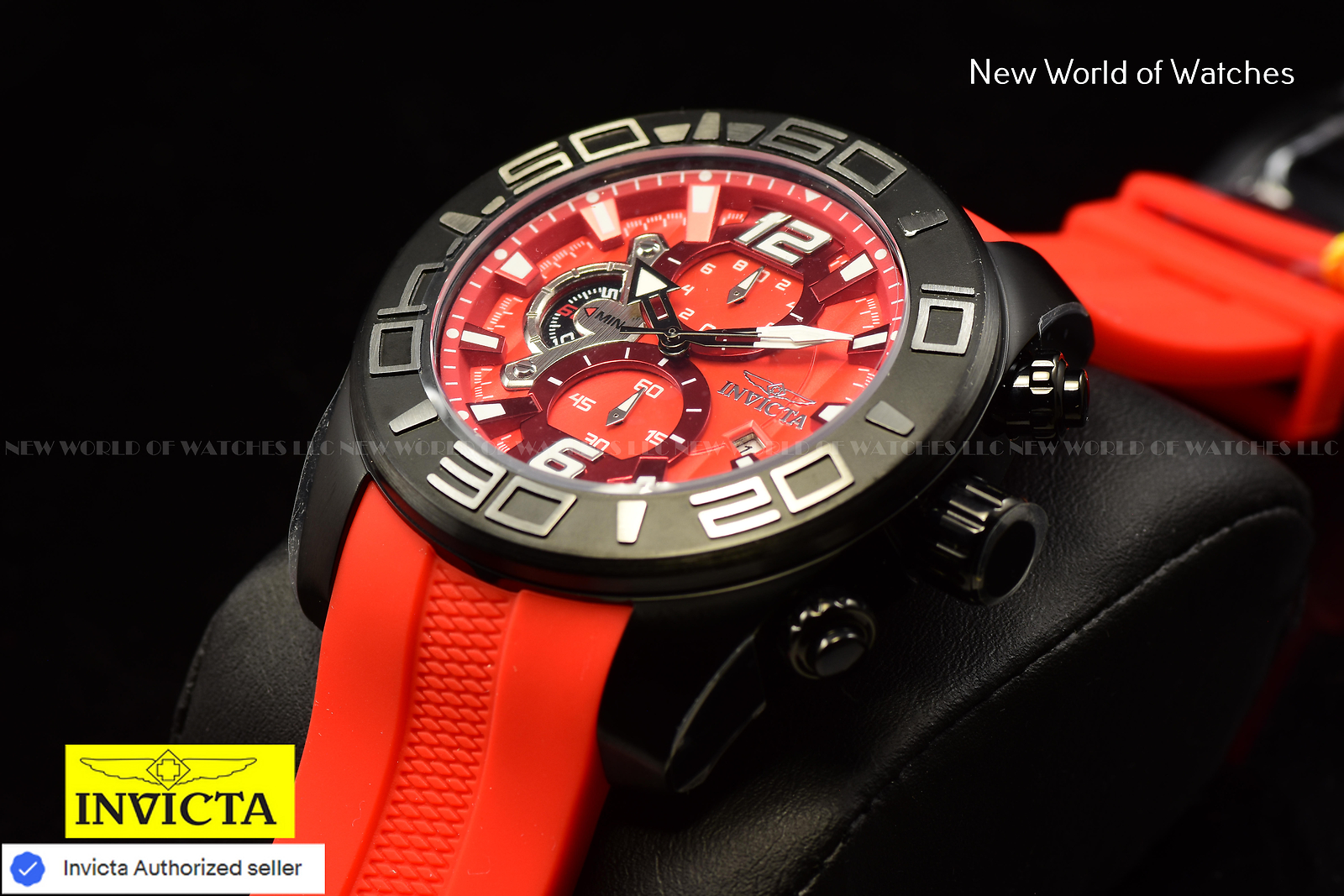 Invicta Pro Diver 50mm Red Chronograph Silicone Straps Men’s Watch 24161