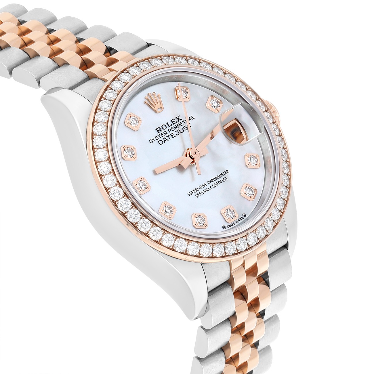 Rolex Lady-Datejust 279381RBR-0013 28 MM Diamond Bezel White Mother of Pearl …
