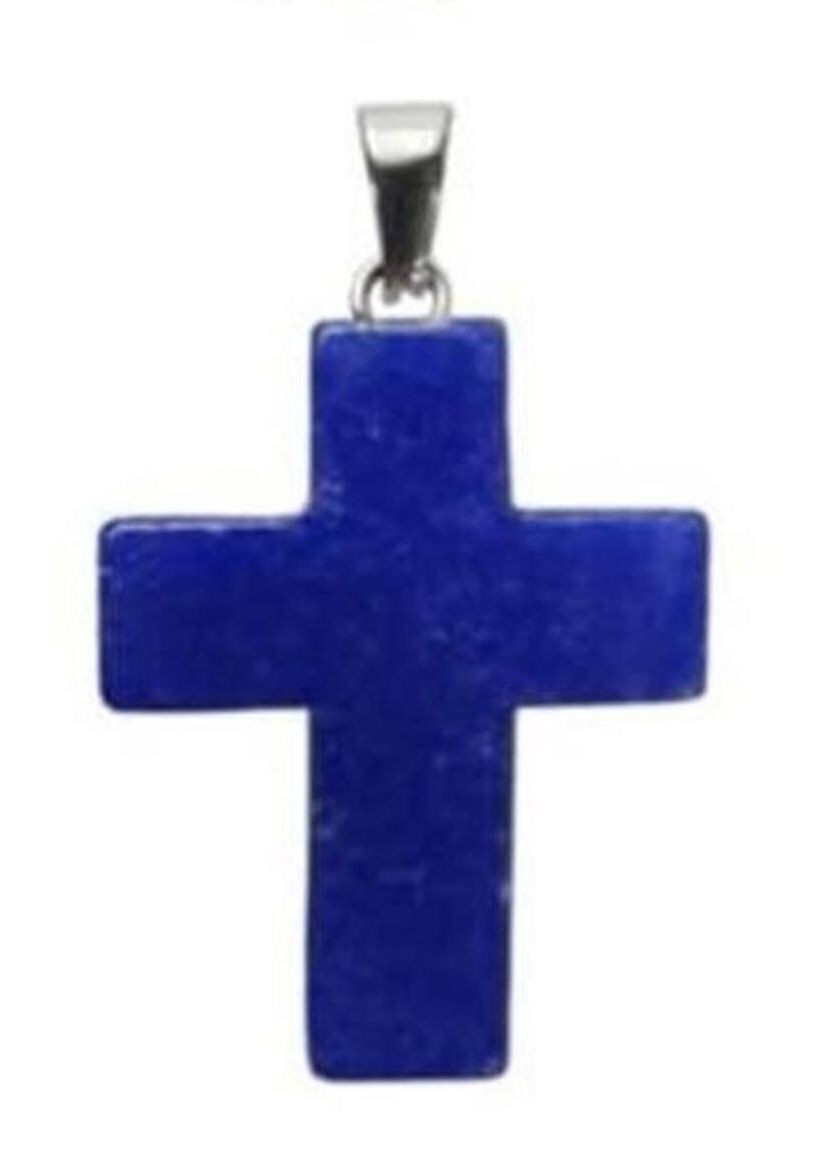 Cross Quartz Crystal Pendant Charm Jewelry Necklace Blue Black Faith Gift New