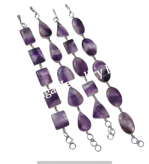 Buy Amethyst Gemstone Bracelets 25PCS Lot 925 Sterling Silver Plated Jewellery