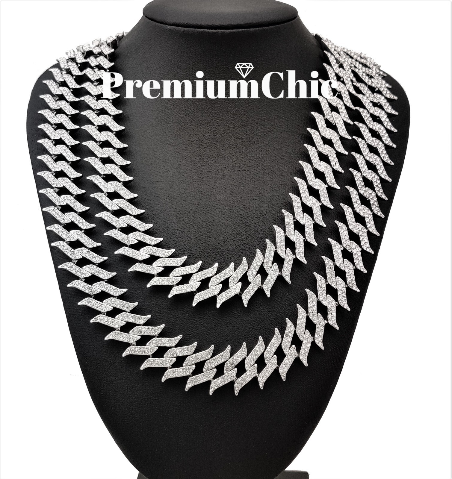 ICED Miami Cuban Link Chain Spike Choker Necklace Mens Plated CZ Hip Hop Jewelry