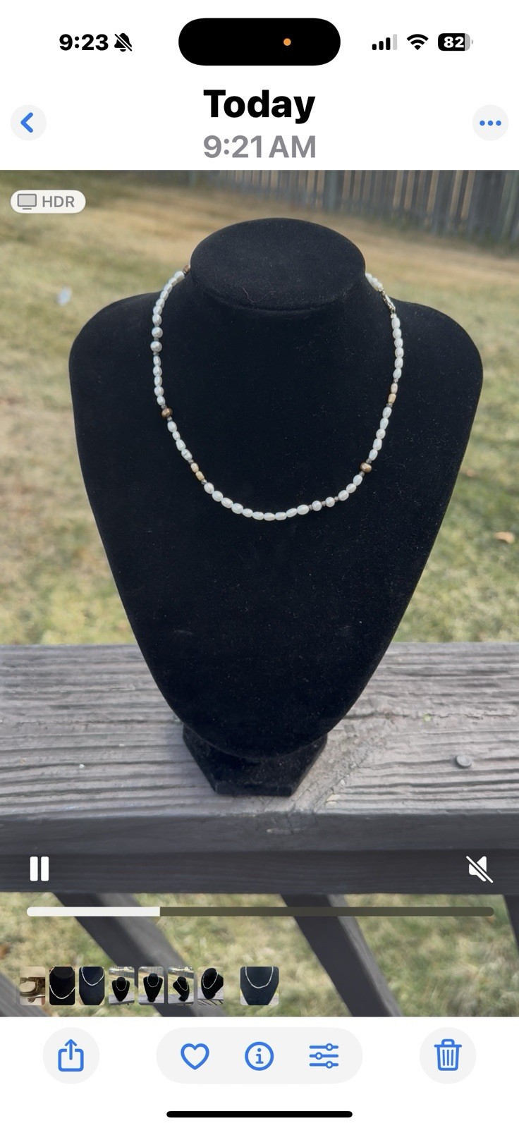 Genuine Freshwater Pearl Necklace 16.5″ 14kt Yellow Gold Clasp Stamped 585
