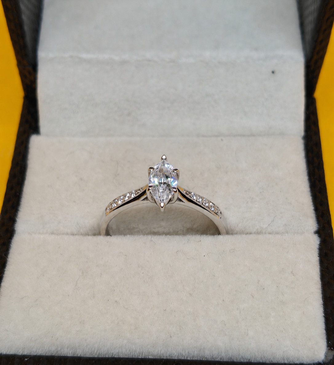 Marquise Moissanite Engagement Ring | 925 Sterling Silver Moissanite Ring