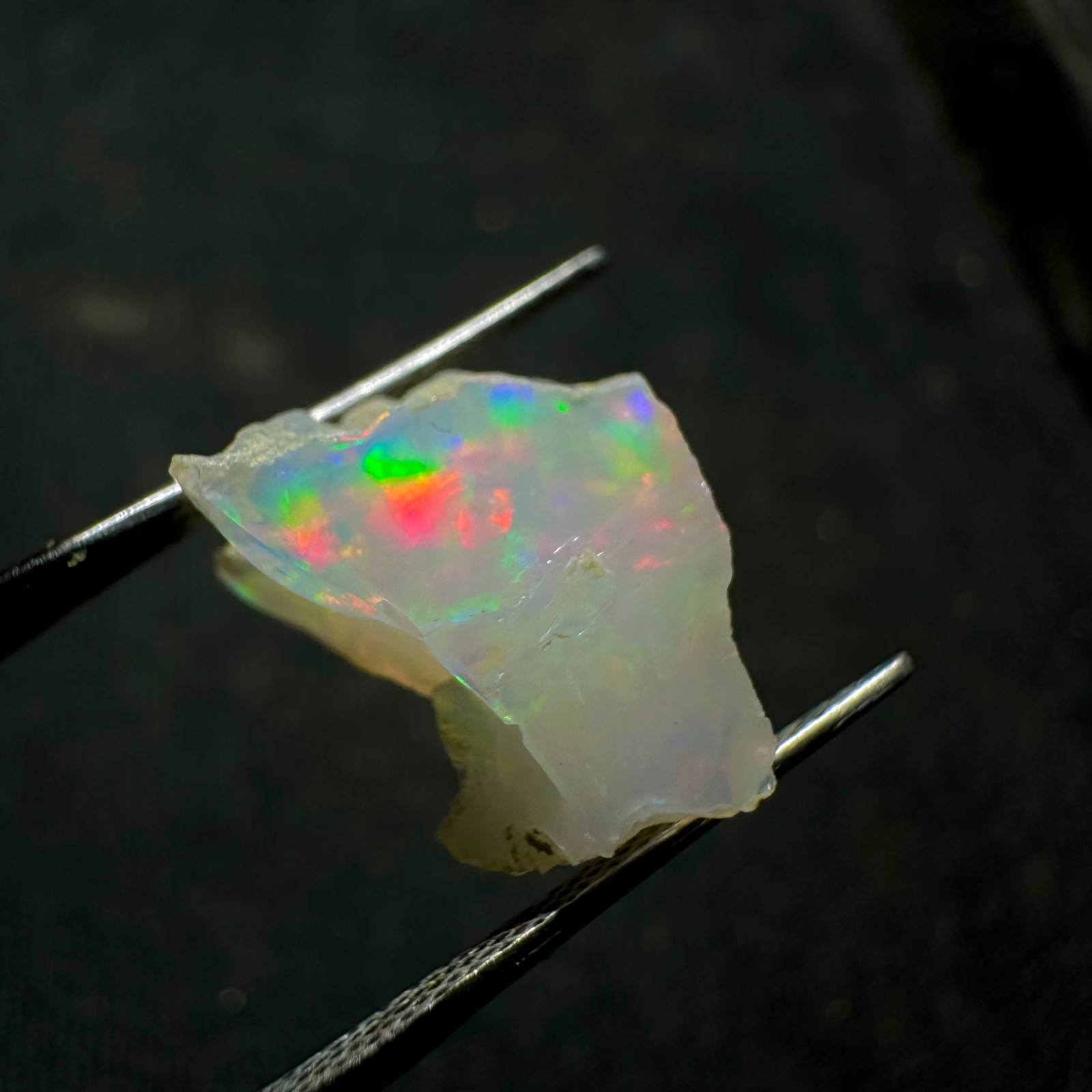 Natural White Ethiopian Opal Rough, Rainbow Fire Raw Opal, Play Of Color Opal