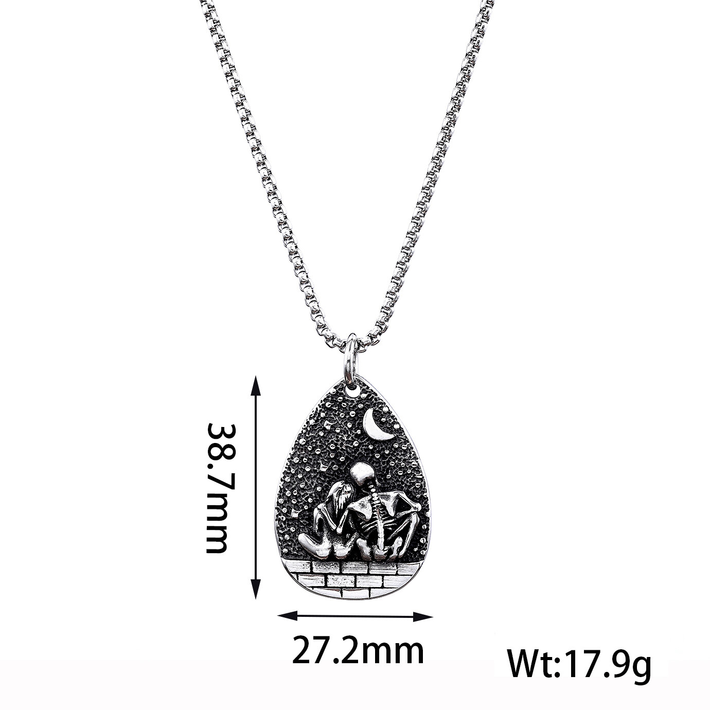Retro Hip Hop Skeleton Love Life And Death Pendant Necklace Male and Women Gift