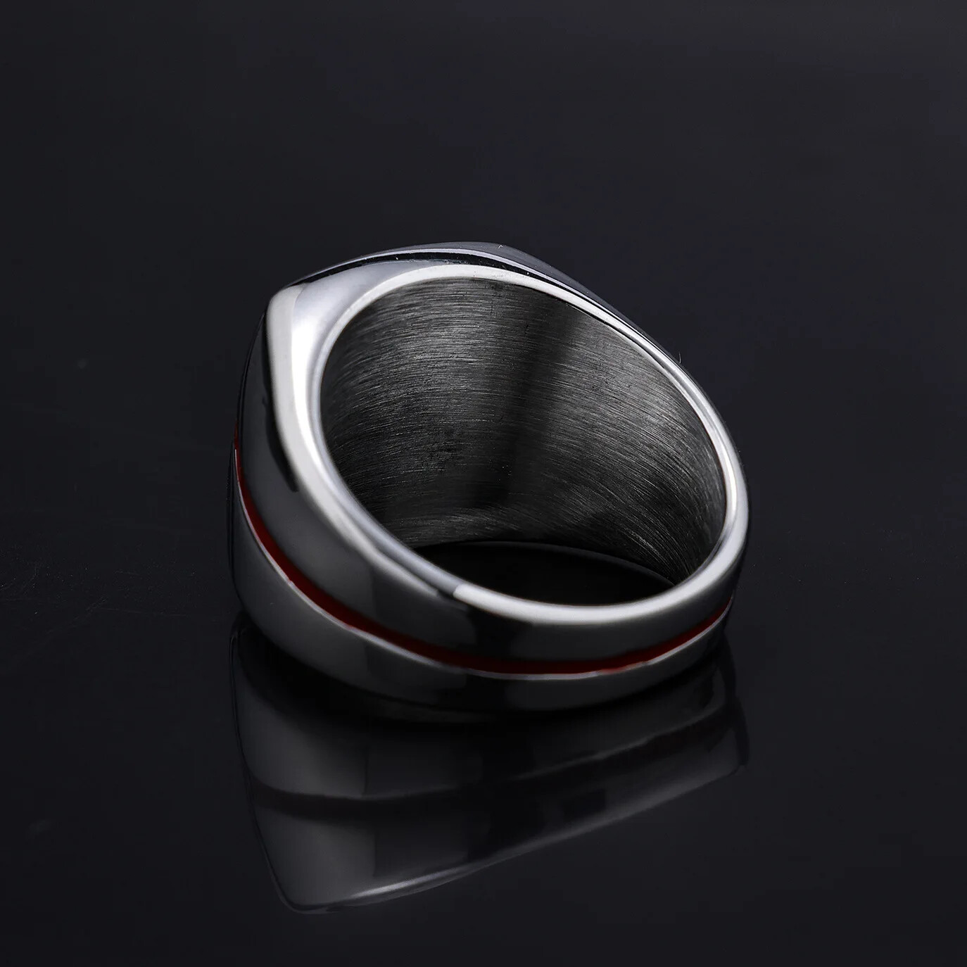 Men’s Personality Fire Polices Firelighter Trend Stainless Steel Rings Size 8-14