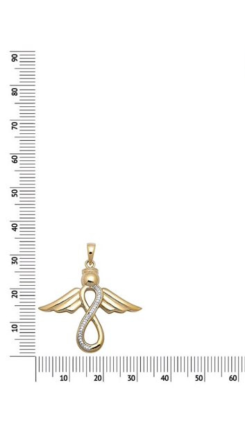 14K Two Tone Gold Plated Lab Created Diamond Infinity Shaped Angel Pendant Charm
