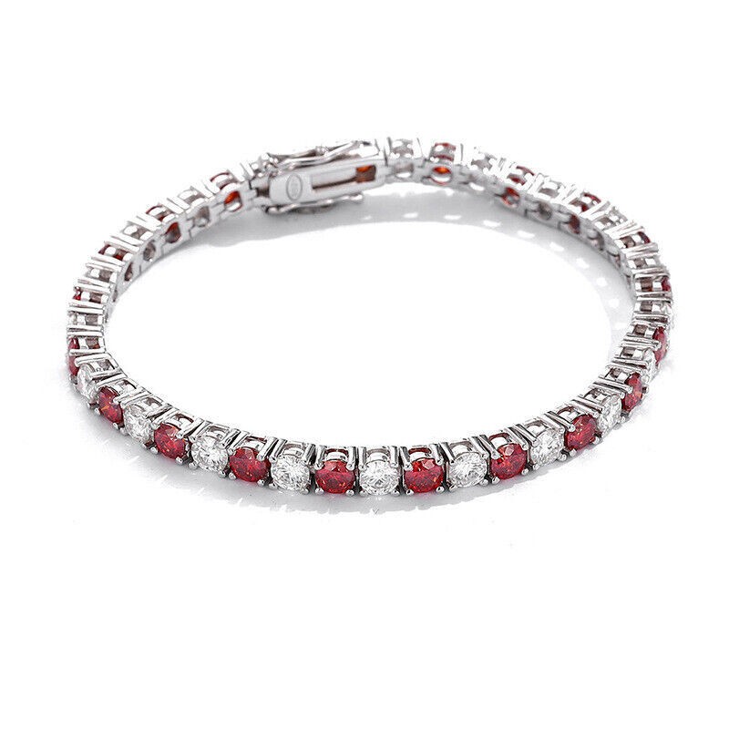 4mm D Color VVS1 Moissanite Tennis Chain Bracelet S925 Sterling Silver Box Lock