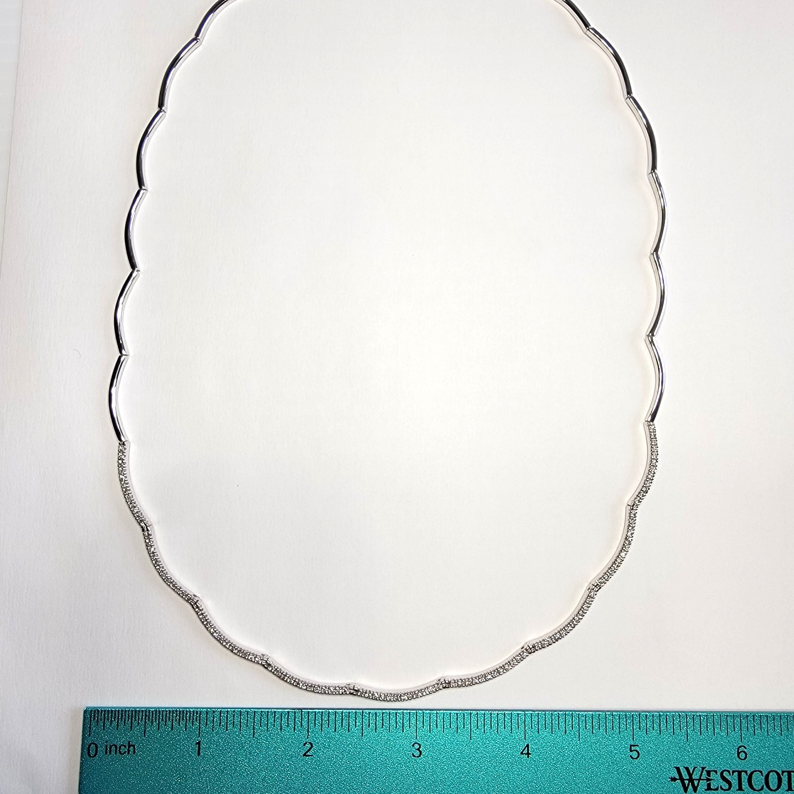 Ross-Simons 1.00tcw Diamond Scallop Necklace 14k White Gold 18.5g 20″ ESTATE
