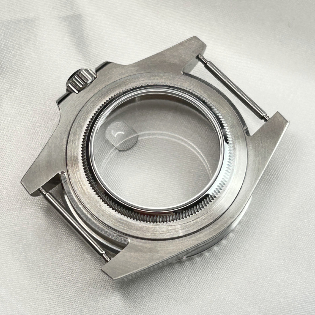 40mm Silver 28.5mm Dial Brushed Watch Case+Sapphire Glass For nh35 nh34 Movement