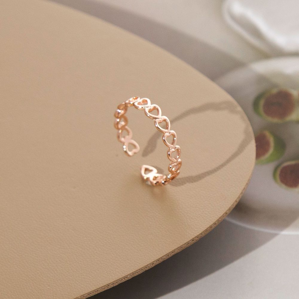 Heart Shape Open Rings-Gold Color Hollowed Out Cute Love Flexible Ring Jewelry