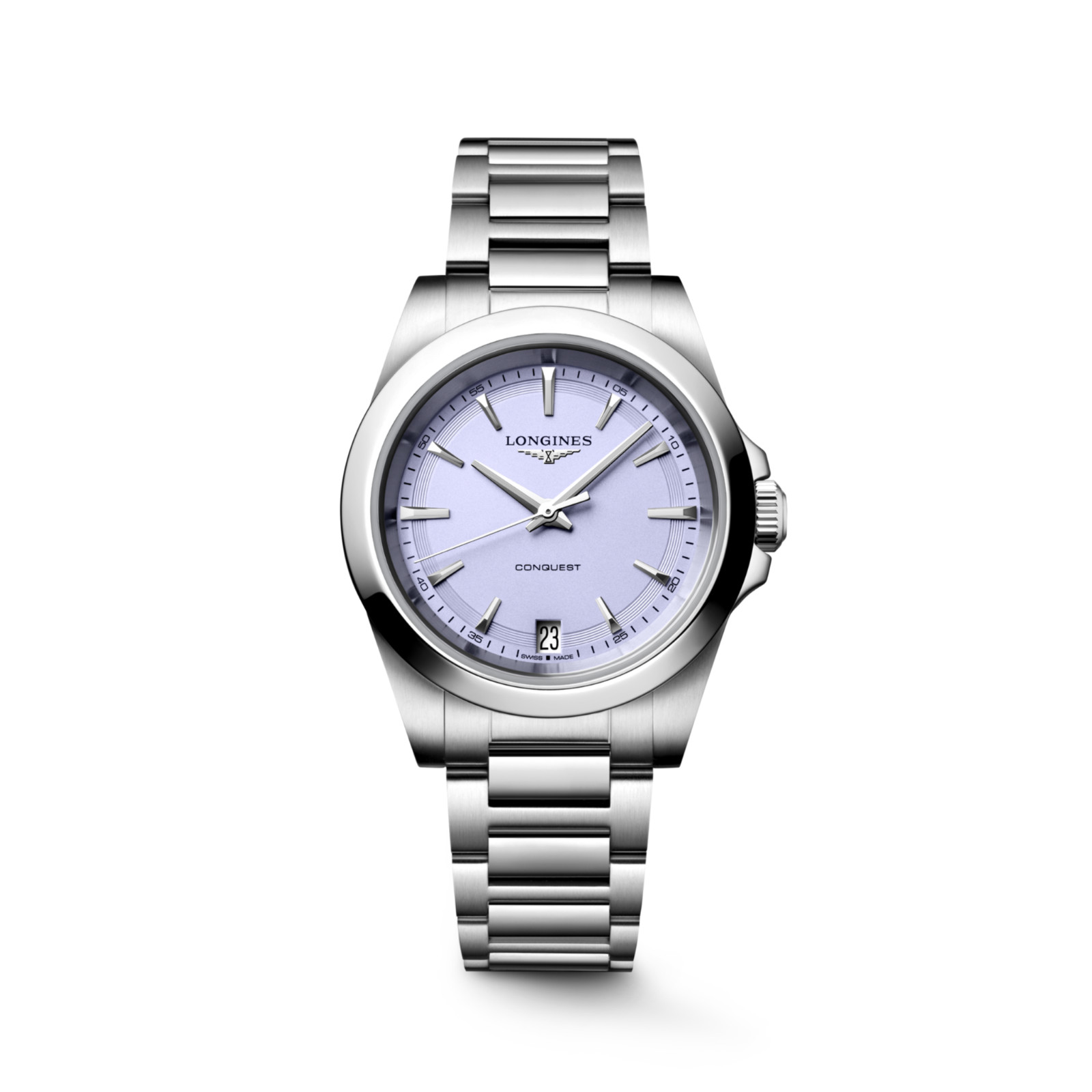 Longines Conquest 34 MM Lavender Mauve Sandblasted Dial Quartz Watch L34604026