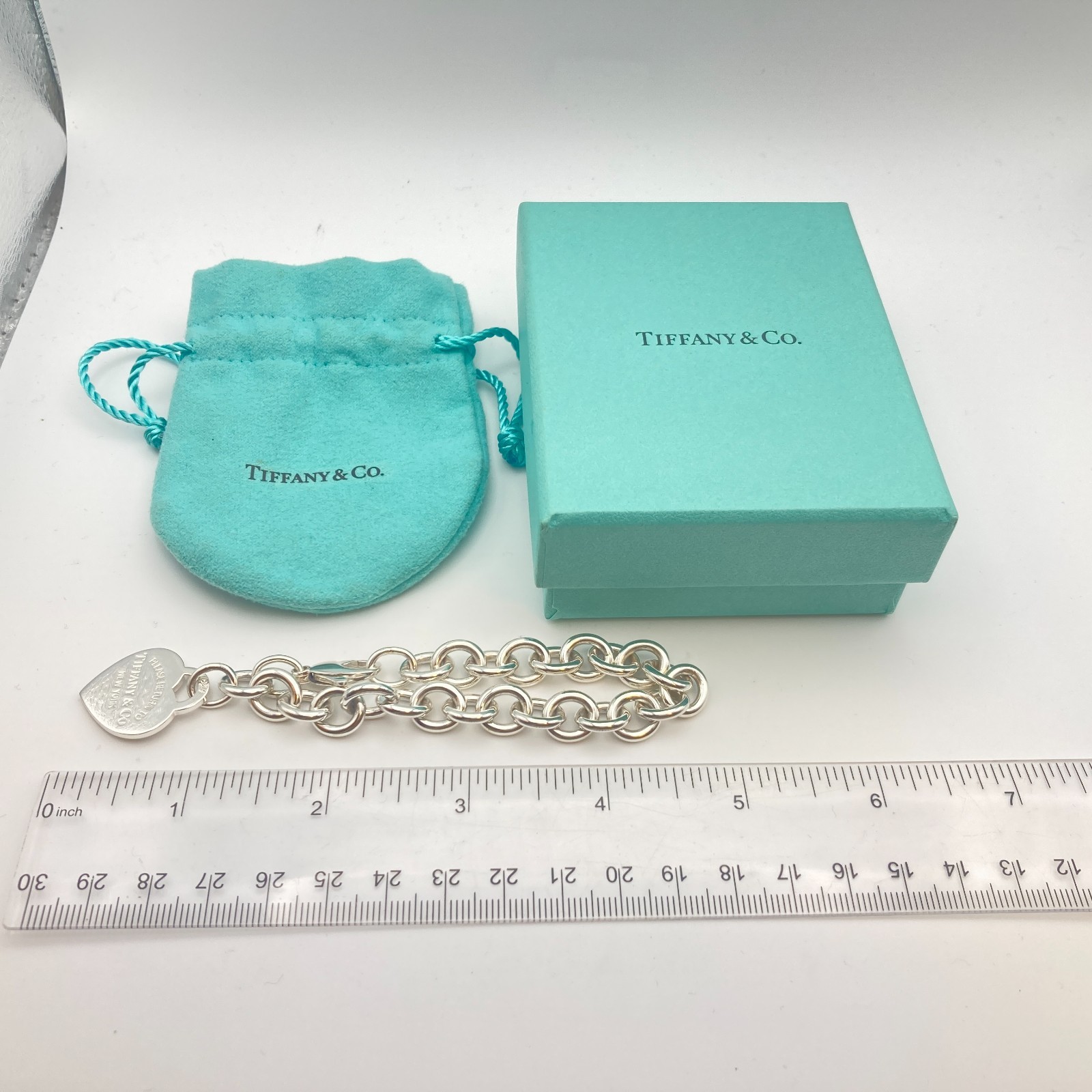 Tiffany & Co. Return to Heart Tag Chain Bracelet 925 Silver 6 1/2″ 33.6g