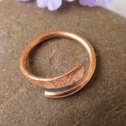 Solid Pure Copper Brass Minimalist Healing Toe Ring, Handmade, Unisex, 2 pc